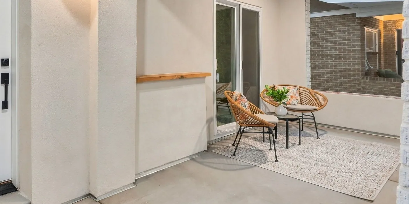 Staged porch seating